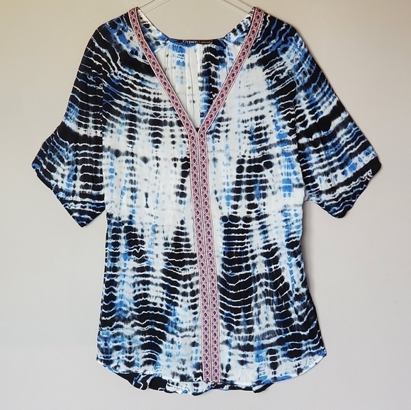 Revolve Gypsy 05 Voile Tunic Womens Small Tiger Tie Dye Print - Picture 8 of 9